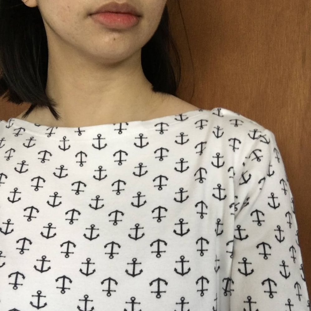 Charter Club nautical anchor print boat neck top